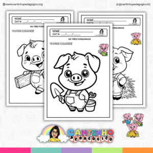 Três Porquinhos Para Colorir (PDF)