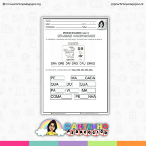 Atividade de Sílabas Complexas DR para Alfabetização (PDF)