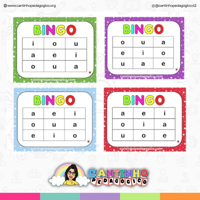 Bingo das vogais minúsculas para alfabetização